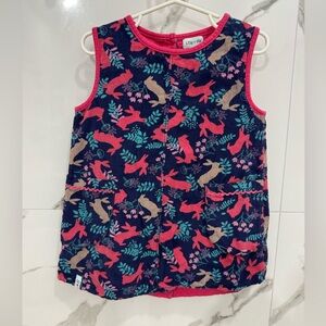 Girls Sleeveless corduroy block print bunny, rabbit Dress - Pink and Blue